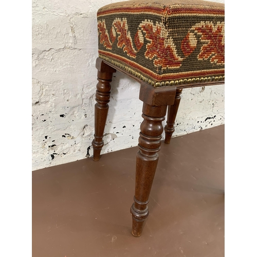 118 - A Victorian mahogany and tapestry upholstered stool