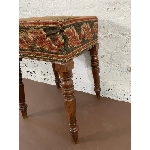 118 - A Victorian mahogany and tapestry upholstered stool