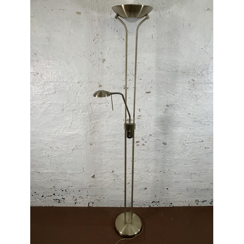 134 - An Argos Home Father & Child brass effect uplighter floor lamp - approx. 181cm high