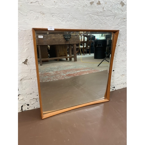 139 - A mid 20th century Danish teak framed bevelled edge wall mirror - approx. 61cm high x 60cm wide