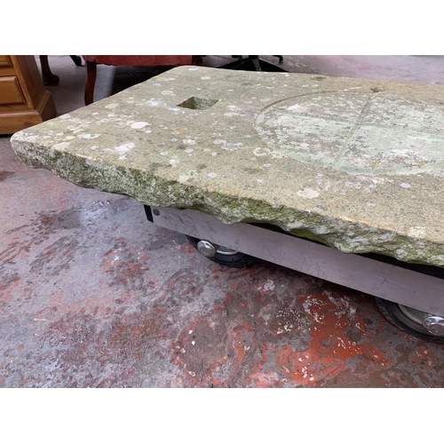 161 - A 19th century stone cheese press flag - approx. 117cm x 60cm