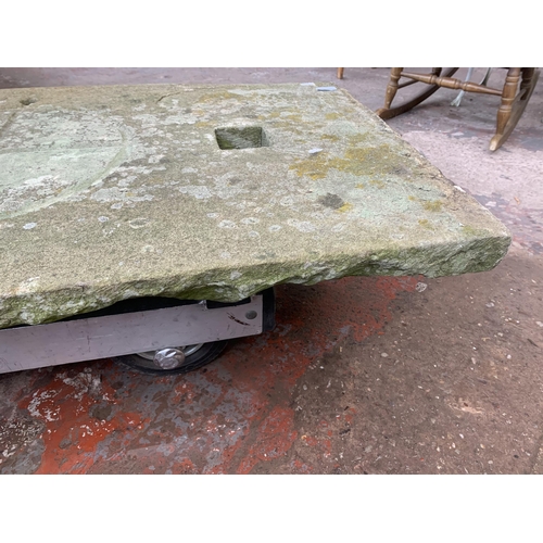 161 - A 19th century stone cheese press flag - approx. 117cm x 60cm