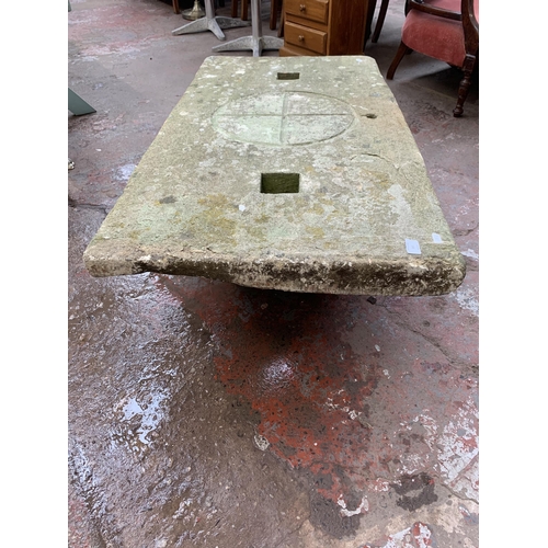 161 - A 19th century stone cheese press flag - approx. 117cm x 60cm