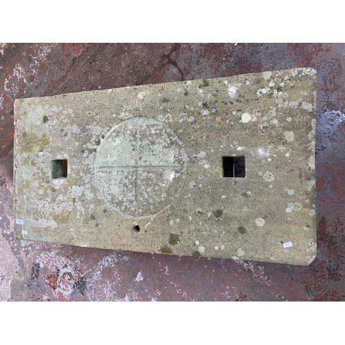 161 - A 19th century stone cheese press flag - approx. 117cm x 60cm