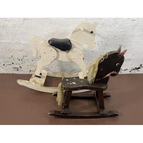 168 - Two vintage painted wooden rocking horses - largest approx. 73cm high