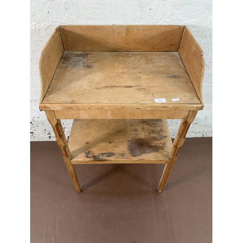 174 - A Victorian pine two tier wash stand - approx. 90cm high x 57cm wide x 40cm deep