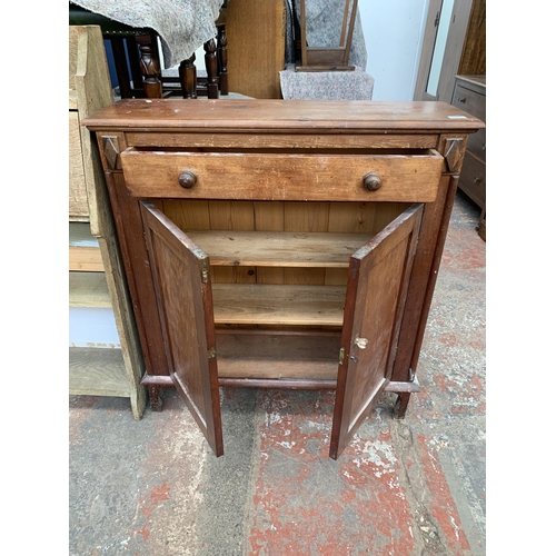 182 - A late 19th/early 20th century pine cabinet - approx. 100cm high x 91cm wide x 27cm deep