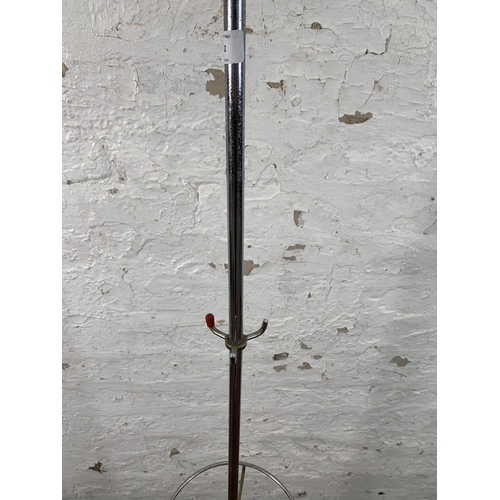 202 - A mid 20th century metal and red plastic coated Sputnik coat stand - approx. 163cm high