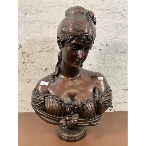 212 - A 19th century style bronzed resin female bust after Cesare Lapini - approx. 62cm high