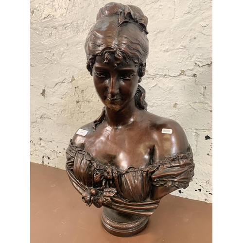 212 - A 19th century style bronzed resin female bust after Cesare Lapini - approx. 62cm high