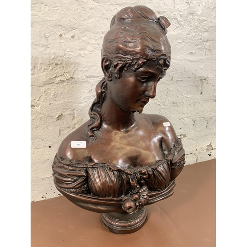 212 - A 19th century style bronzed resin female bust after Cesare Lapini - approx. 62cm high