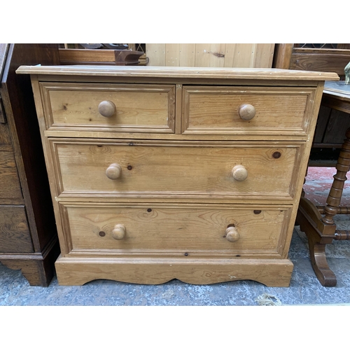 213 - A Victorian style solid pine chest of drawers - approx. 79cm high x 90cm wide x 46cm deep