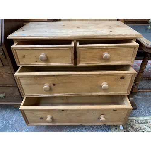 213 - A Victorian style solid pine chest of drawers - approx. 79cm high x 90cm wide x 46cm deep