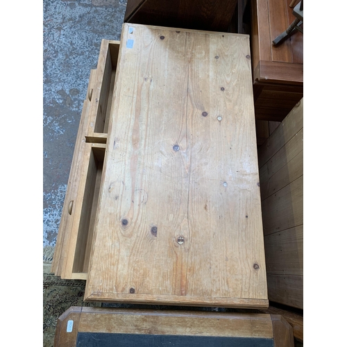 213 - A Victorian style solid pine chest of drawers - approx. 79cm high x 90cm wide x 46cm deep