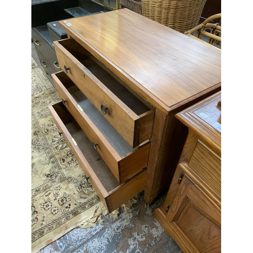 219 - An Edwardian satinwood chest of drawers - approx. 80cm high x 92cm wide x 45cm deep