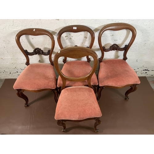 230 - Four Victorian mahogany balloon back dining chairs