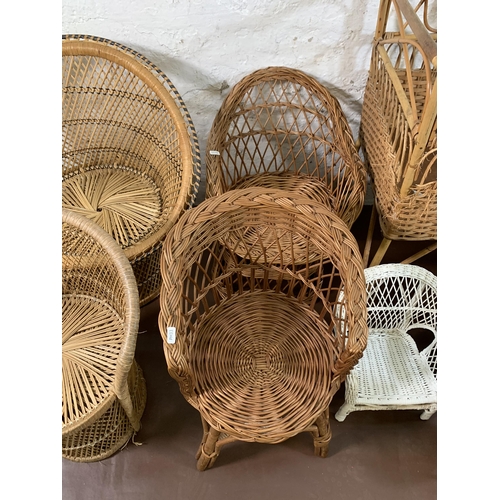 235 - Nine pieces of wicker child's furniture