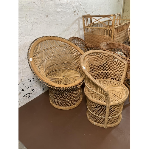 235 - Nine pieces of wicker child's furniture