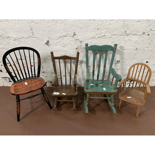 239 - Four wooden doll's chairs