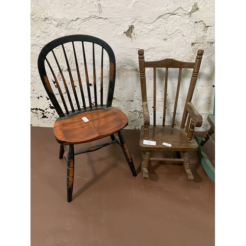 239 - Four wooden doll's chairs