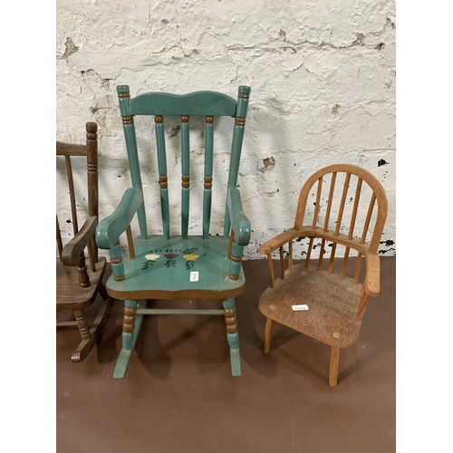 239 - Four wooden doll's chairs