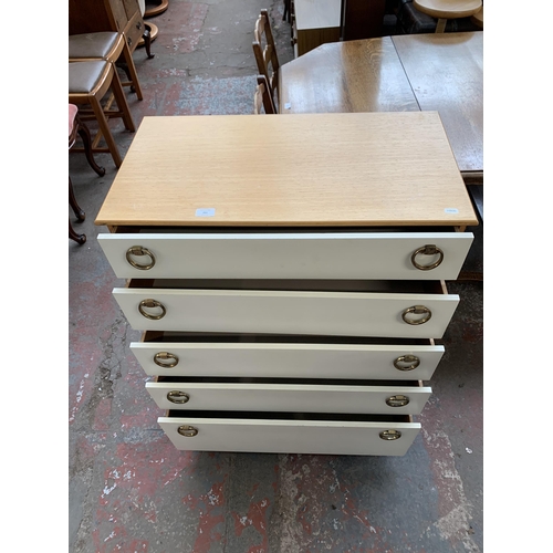 261 - A 1970s Schreiber beech effect and white laminate chest of drawers - approx. 94cm high x 75cm wide x... 