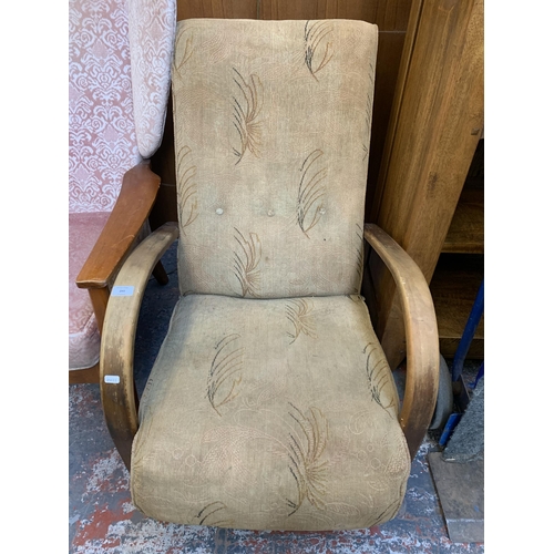 280 - An Art Deco beech bentwood and fabric upholstered armchair