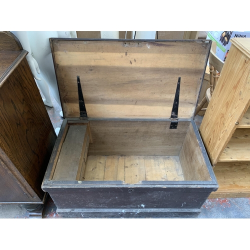 296 - A Victorian pine tool box - approx. 48cm high x 93cm wide x 53cm deep