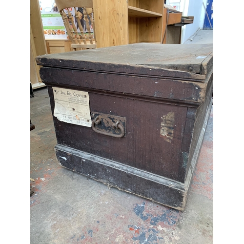 296 - A Victorian pine tool box - approx. 48cm high x 93cm wide x 53cm deep