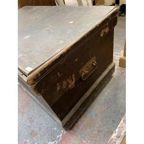 296 - A Victorian pine tool box - approx. 48cm high x 93cm wide x 53cm deep