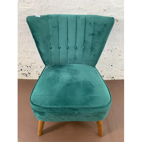 300C - A Dunelm green fabric upholstered bedroom chair