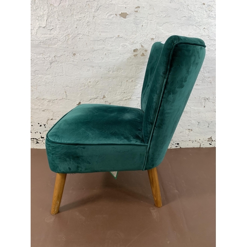 300C - A Dunelm green fabric upholstered bedroom chair