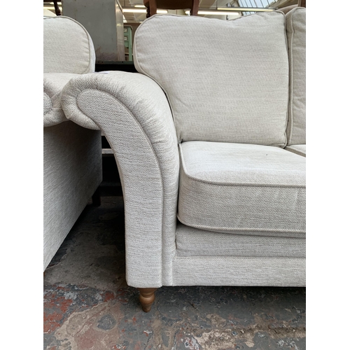 300F - A Marks & Spencer Balfour beige fabric upholstered two seater sofa - approx. 102cm high x 160cm wide... 