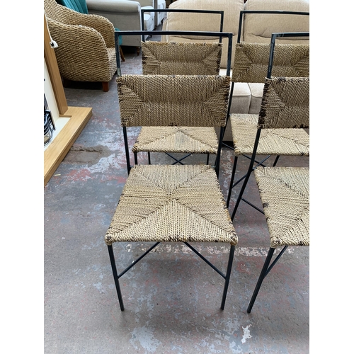 300Q - Four wicker and metal patio chairs