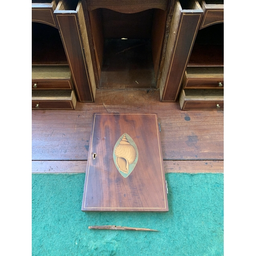 58 - A George III mahogany bureau on bracket supports - approx. 108cm high x 112cm wide x 54cm deep