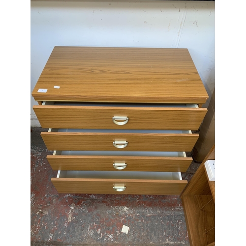 76 - A mid 20th century teak effect chest of drawers - approx. 79cm high x 76cm wide x 42cm deep