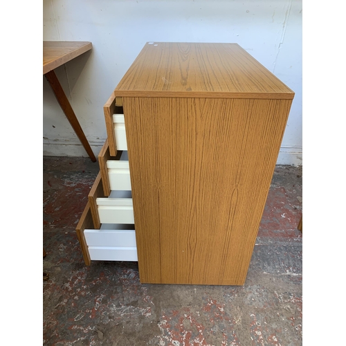 76 - A mid 20th century teak effect chest of drawers - approx. 79cm high x 76cm wide x 42cm deep