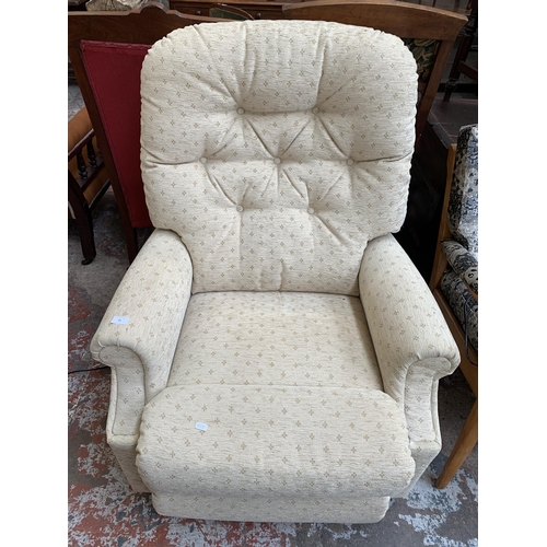 85 - A La-Z-Boy fabric upholstered electric reclining armchair