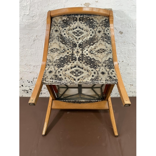 86 - A mid 20th century Cintique beech and fabric upholstered armchair - approx. 83cm high x 63cm wide x ... 