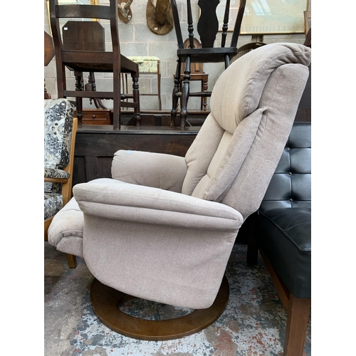 87 - A Global Furniture Alliance Ltd fabric upholstered swivel armchair