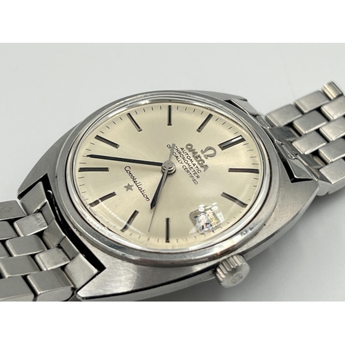 2294 - A 1970s Omega Constellation automatic 35mm wristwatch with 'C' case, sunburst dial, date window and ... 