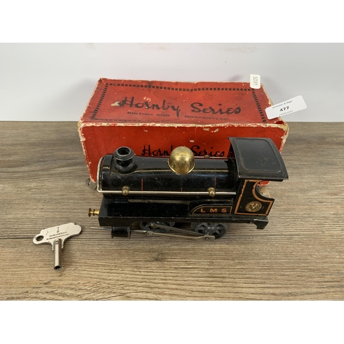 477 - A vintage boxed Hornby O gauge No.1 tinplate clockwork locomotive