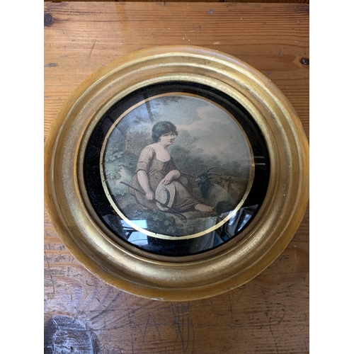 611 - Four 19th century gilt framed engravings, two 35cm high x 29cm wide and two 17cm diameter