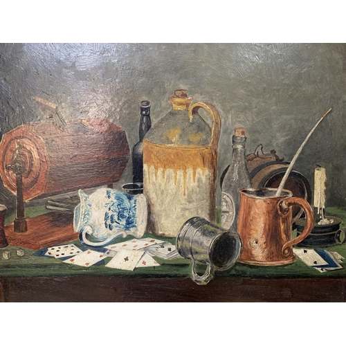 613 - A late 19th/early 20th century gilt framed still life oil on board - approx. 32cm high x 40cm wide