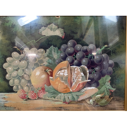 614 - An Edwardian gilt framed fruit still life watercolour signed lower left W. Hartshorne and dated 1910... 