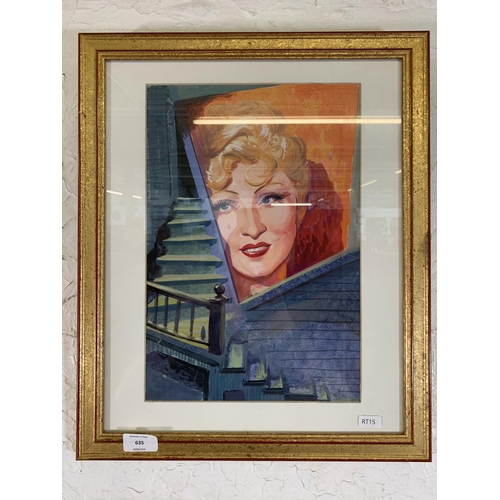 635 - A framed George Seton Coggeshall (Illinois, 1914-1994) acrylic painting of Mae West - approx. 47cm h... 