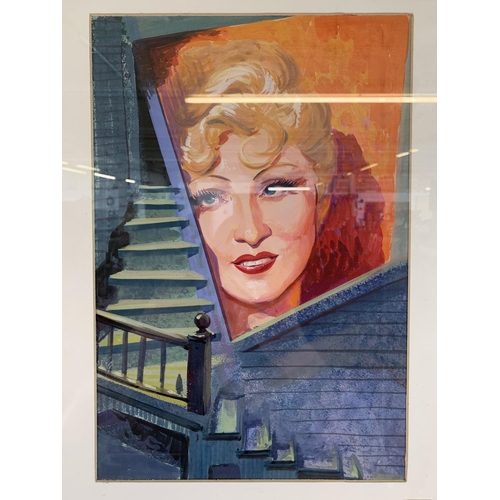 635 - A framed George Seton Coggeshall (Illinois, 1914-1994) acrylic painting of Mae West - approx. 47cm h... 