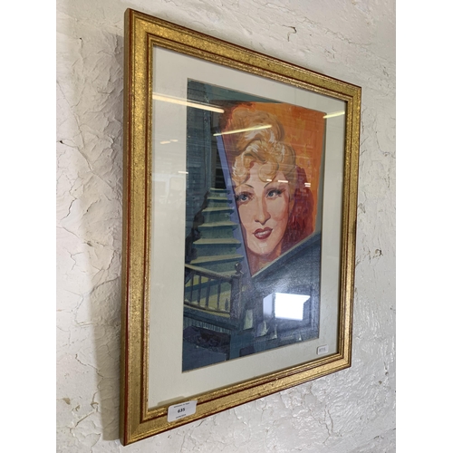 635 - A framed George Seton Coggeshall (Illinois, 1914-1994) acrylic painting of Mae West - approx. 47cm h... 