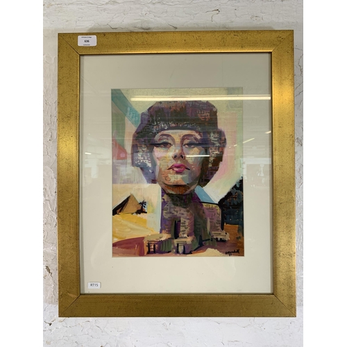 636 - A framed George Seton Coggeshall (Illinois, 1914-1994) acrylic painting of Elizabeth Taylor - approx... 