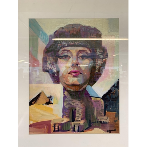 636 - A framed George Seton Coggeshall (Illinois, 1914-1994) acrylic painting of Elizabeth Taylor - approx... 